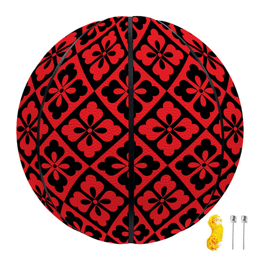 Red And Black Japanese Pattern Print Basketball