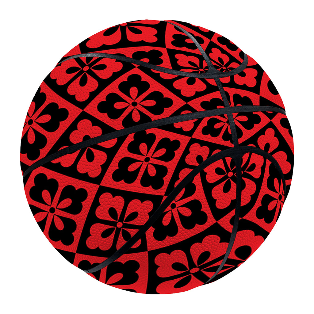 Red And Black Japanese Pattern Print Basketball
