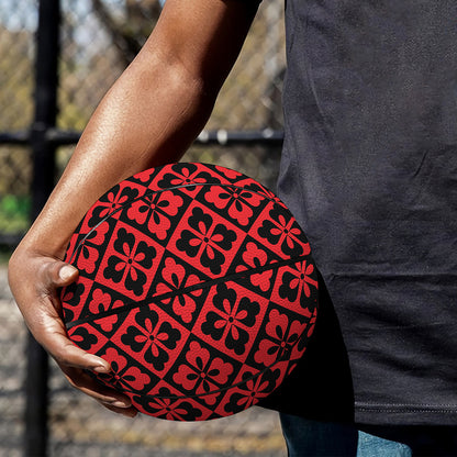 Red And Black Japanese Pattern Print Basketball