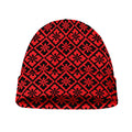 Red And Black Japanese Pattern Print Beanie