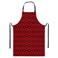 Red And Black Japanese Pattern Print Bib Apron With Pocket