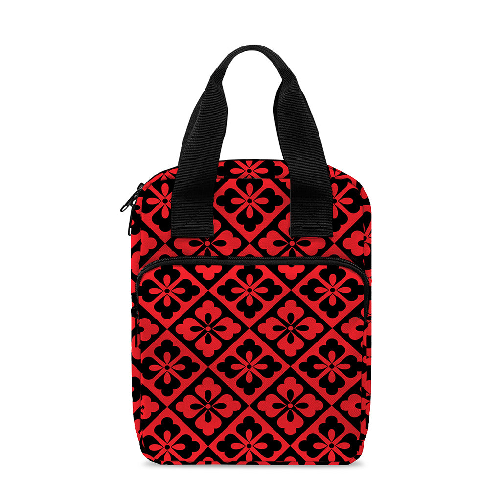 Red And Black Japanese Pattern Print Bible Tote Bag