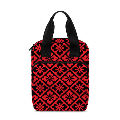 Red And Black Japanese Pattern Print Bible Tote Bag