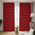Red And Black Japanese Pattern Print Dimout Pencil Pleat Curtains