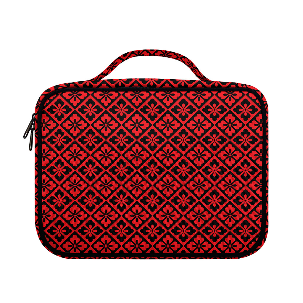 Red And Black Japanese Pattern Print Briefcase Bible Bag