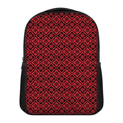 Red And Black Japanese Pattern Print Casual Backpack