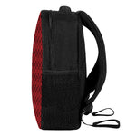 Red And Black Japanese Pattern Print Casual Backpack