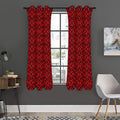Red And Black Japanese Pattern Print Grommet Curtain Panels