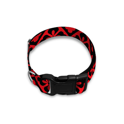 Red And Black Japanese Pattern Print Dog Collar