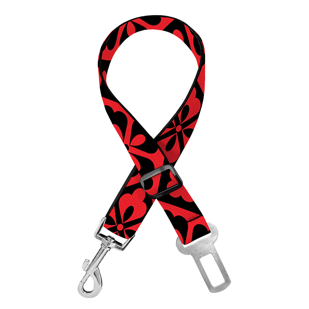 Red And Black Japanese Pattern Print Dog Seat Belt