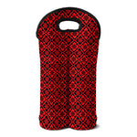 Red And Black Japanese Pattern Print Double Neoprene Wine Tote