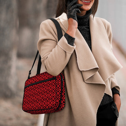 Red And Black Japanese Pattern Print Double Strap Bible Bag