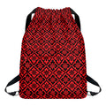 Red And Black Japanese Pattern Print Drawstring Backpack