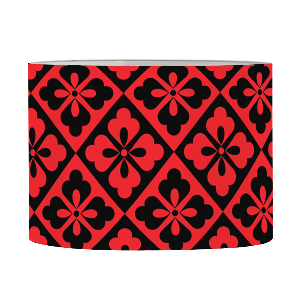 Red And Black Japanese Pattern Print Drum Lamp Shade