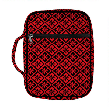 Red And Black Japanese Pattern Print Front Pocket Bible Bag