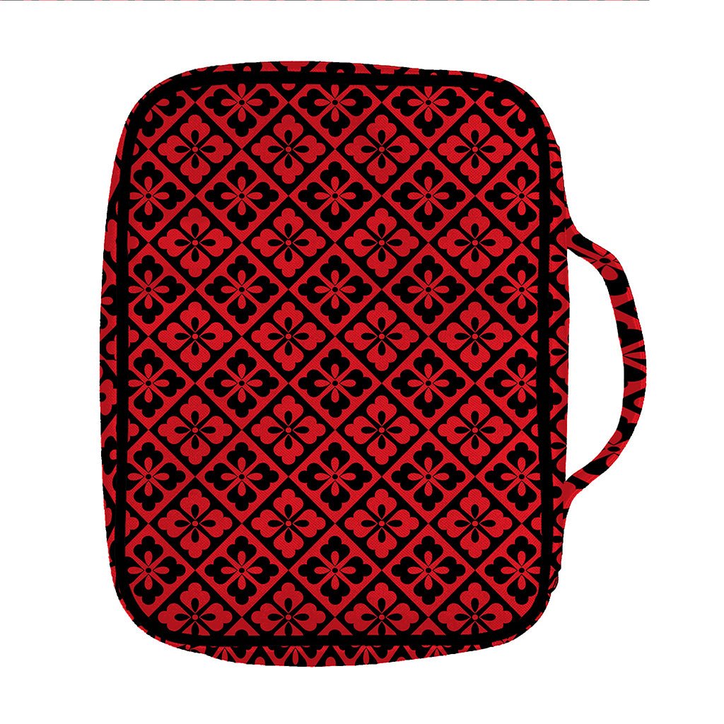 Red And Black Japanese Pattern Print Front Pocket Bible Bag