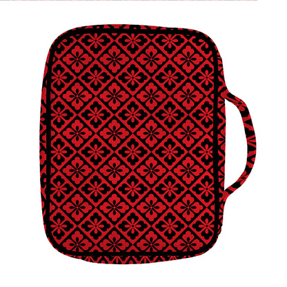 Red And Black Japanese Pattern Print Front Pocket Bible Bag