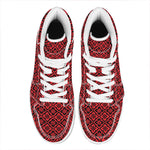 Red And Black Japanese Pattern Print High Top Leather Sneakers