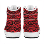 Red And Black Japanese Pattern Print High Top Leather Sneakers