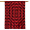 Red And Black Japanese Pattern Print House Flag