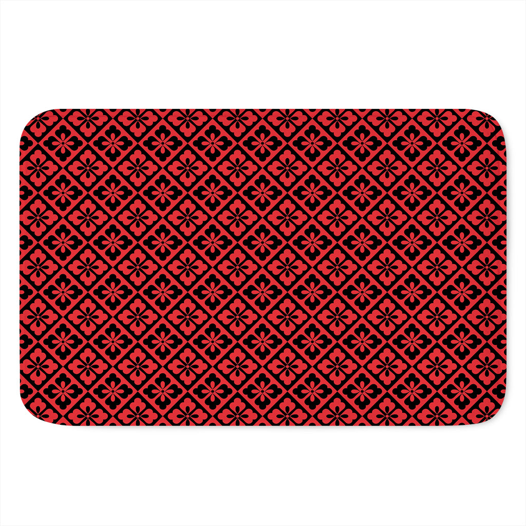 Red And Black Japanese Pattern Print Indoor Door Mat