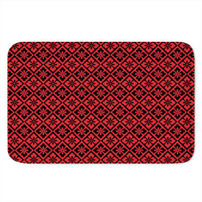 Red And Black Japanese Pattern Print Indoor Door Mat