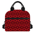 Red And Black Japanese Pattern Print Insulated Lunch Bag