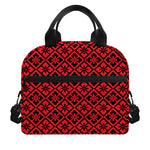 Red And Black Japanese Pattern Print Insulated Lunch Bag