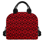 Red And Black Japanese Pattern Print Insulated Lunch Bag