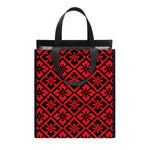 Red And Black Japanese Pattern Print Insulated Lunch Tote