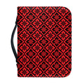 Red And Black Japanese Pattern Print Leather Bible Cover