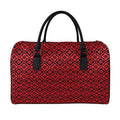 Red And Black Japanese Pattern Print Leather Duffel Bag