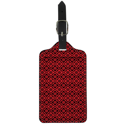 Red And Black Japanese Pattern Print Luggage Tag