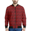 Red And Black Japanese Pattern Print Men's Bomber Jacket