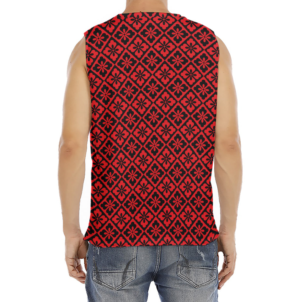 Red And Black Japanese Pattern Print Men's Fitness Tank Top
