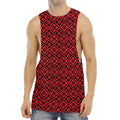 Red And Black Japanese Pattern Print Men's Muscle Tank Top