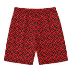 Red And Black Japanese Pattern Print Men's Swim Trunks