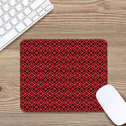 Red And Black Japanese Pattern Print Mouse Pad