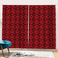 Red And Black Japanese Pattern Print Pencil Pleat Curtains