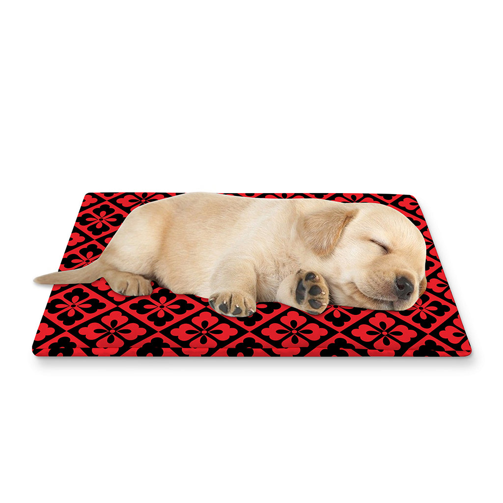 Red And Black Japanese Pattern Print Pet Cooling Mat Cover