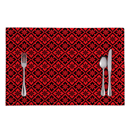 Red And Black Japanese Pattern Print Placemat