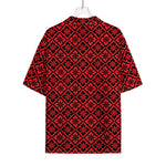 Red And Black Japanese Pattern Print Rayon Hawaiian Shirt