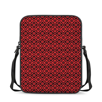 Red And Black Japanese Pattern Print Rectangular Crossbody Bag
