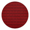 Red And Black Japanese Pattern Print Round Blanket