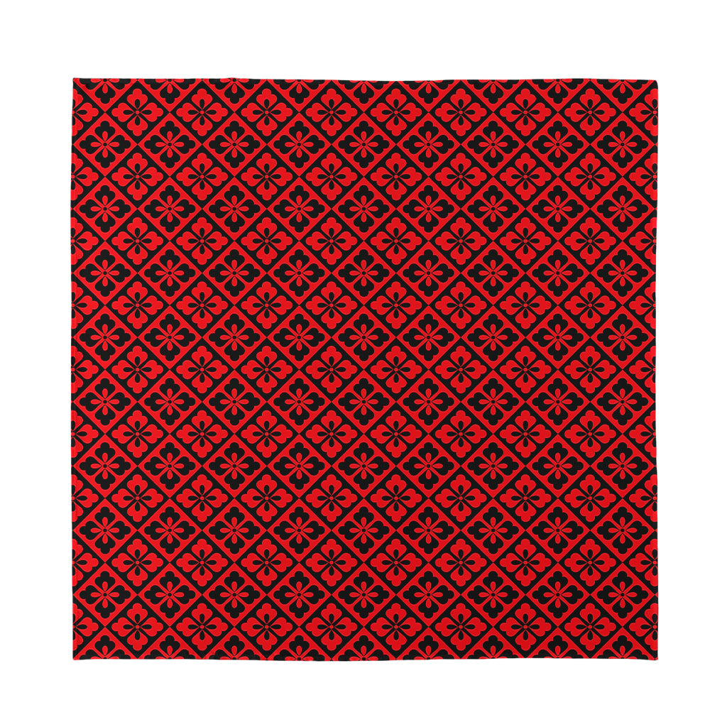 Red And Black Japanese Pattern Print Silk Bandana