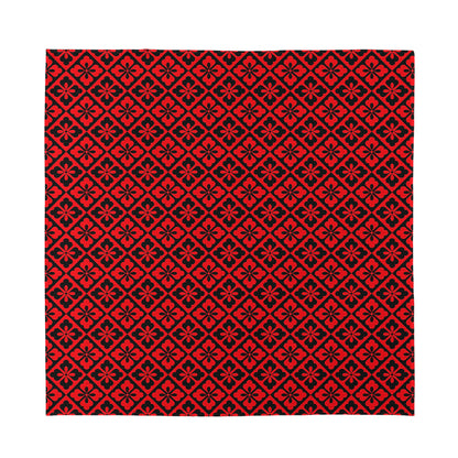 Red And Black Japanese Pattern Print Silk Bandana