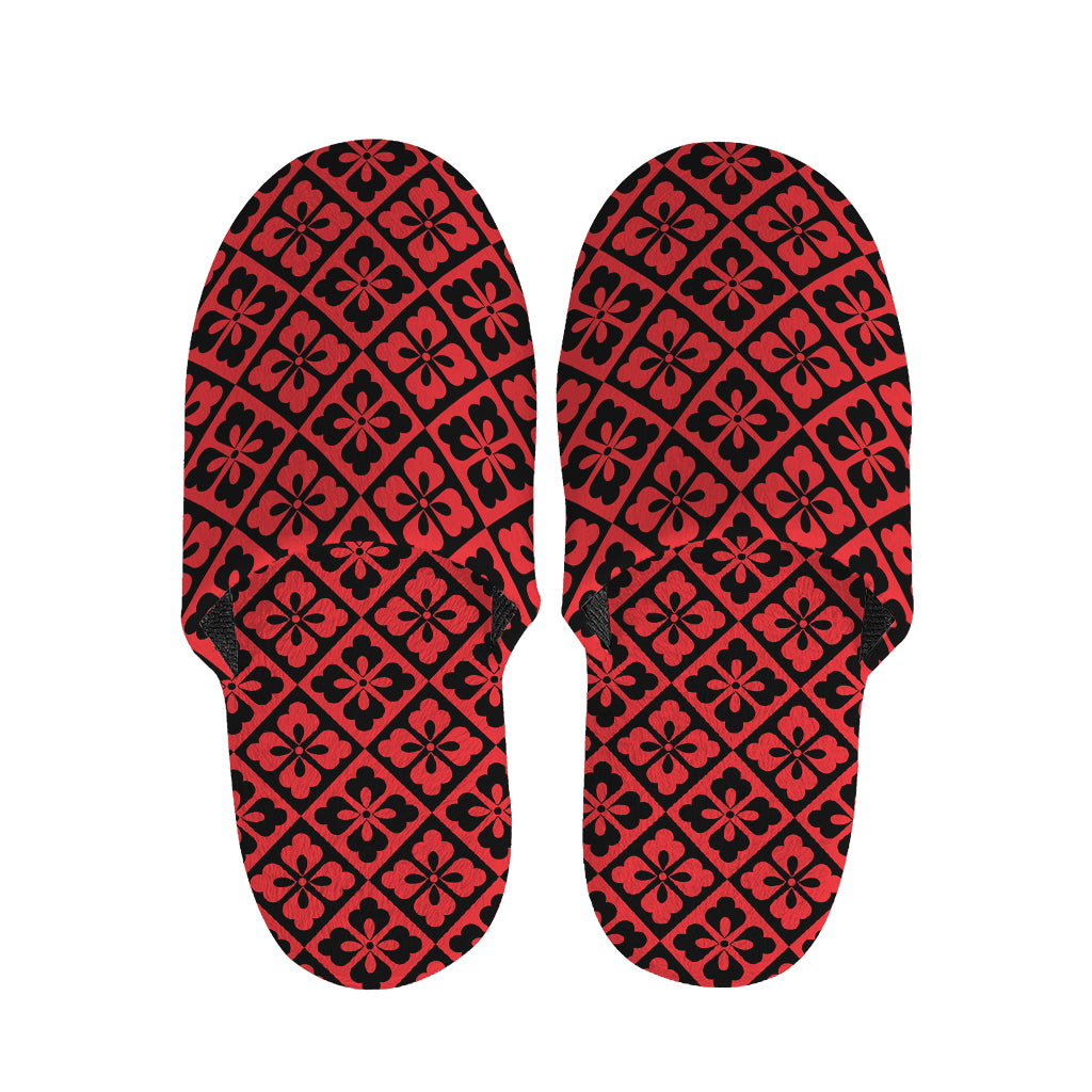 Red And Black Japanese Pattern Print Slippers