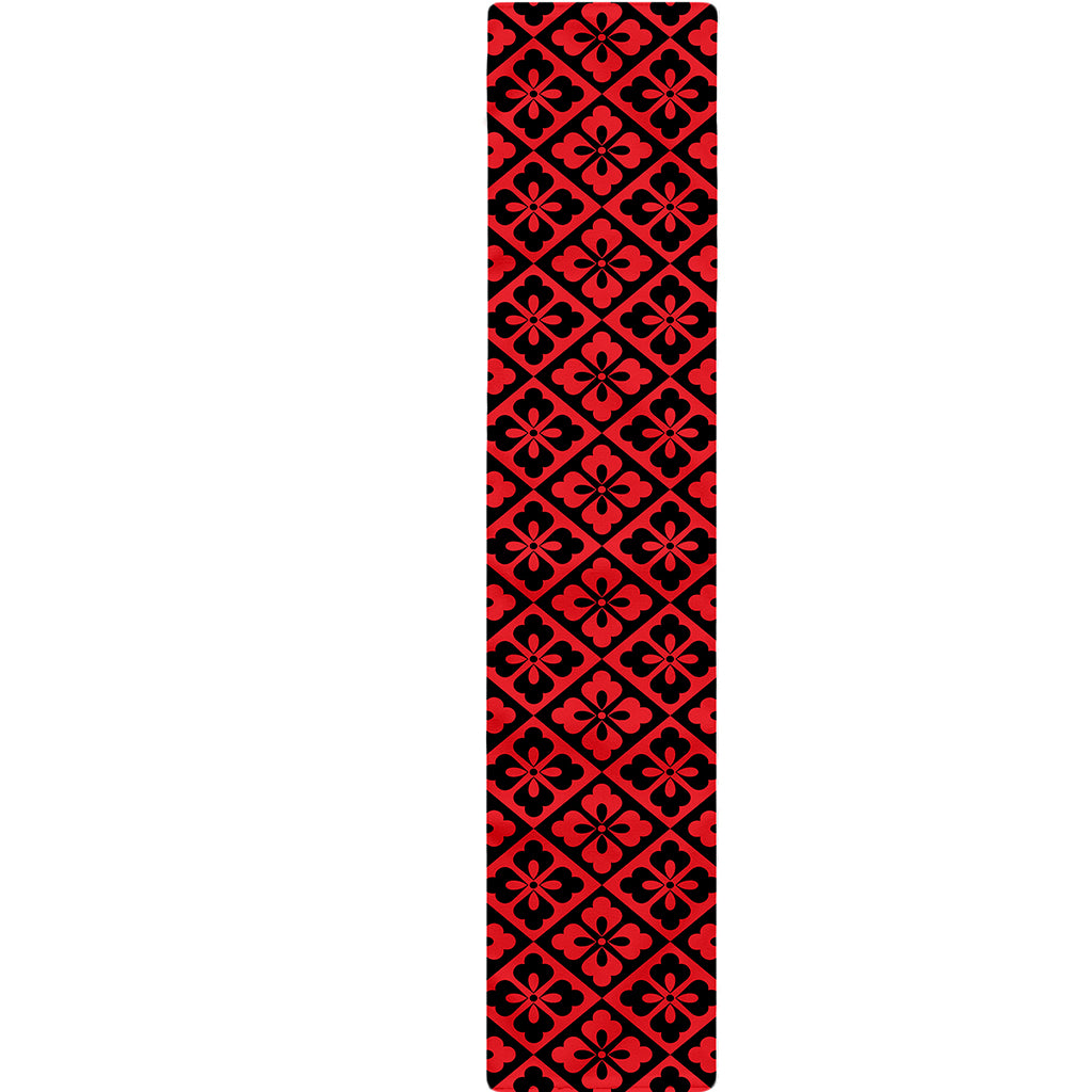 Red And Black Japanese Pattern Print Table Runner