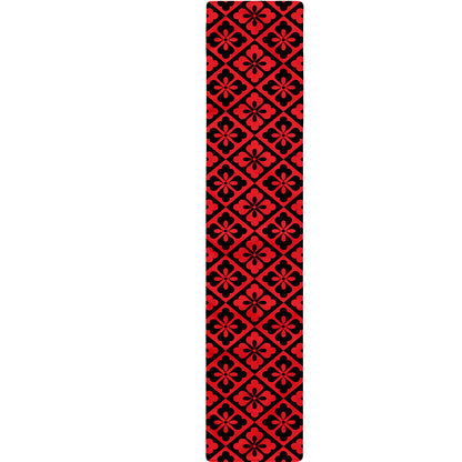 Red And Black Japanese Pattern Print Table Runner