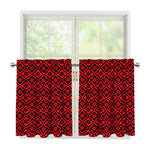 Red And Black Japanese Pattern Print Tier Curtains